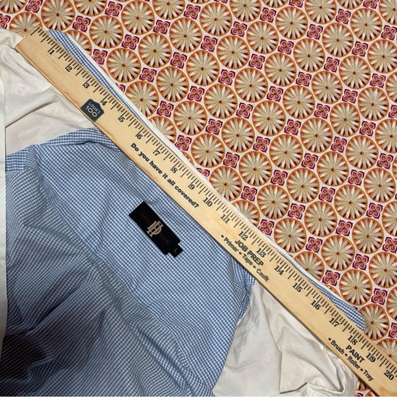 Devon Harris Men's White with Blue Gingham Sleeves 100% Cotton Button Down Shirt - Picture 6 of 12